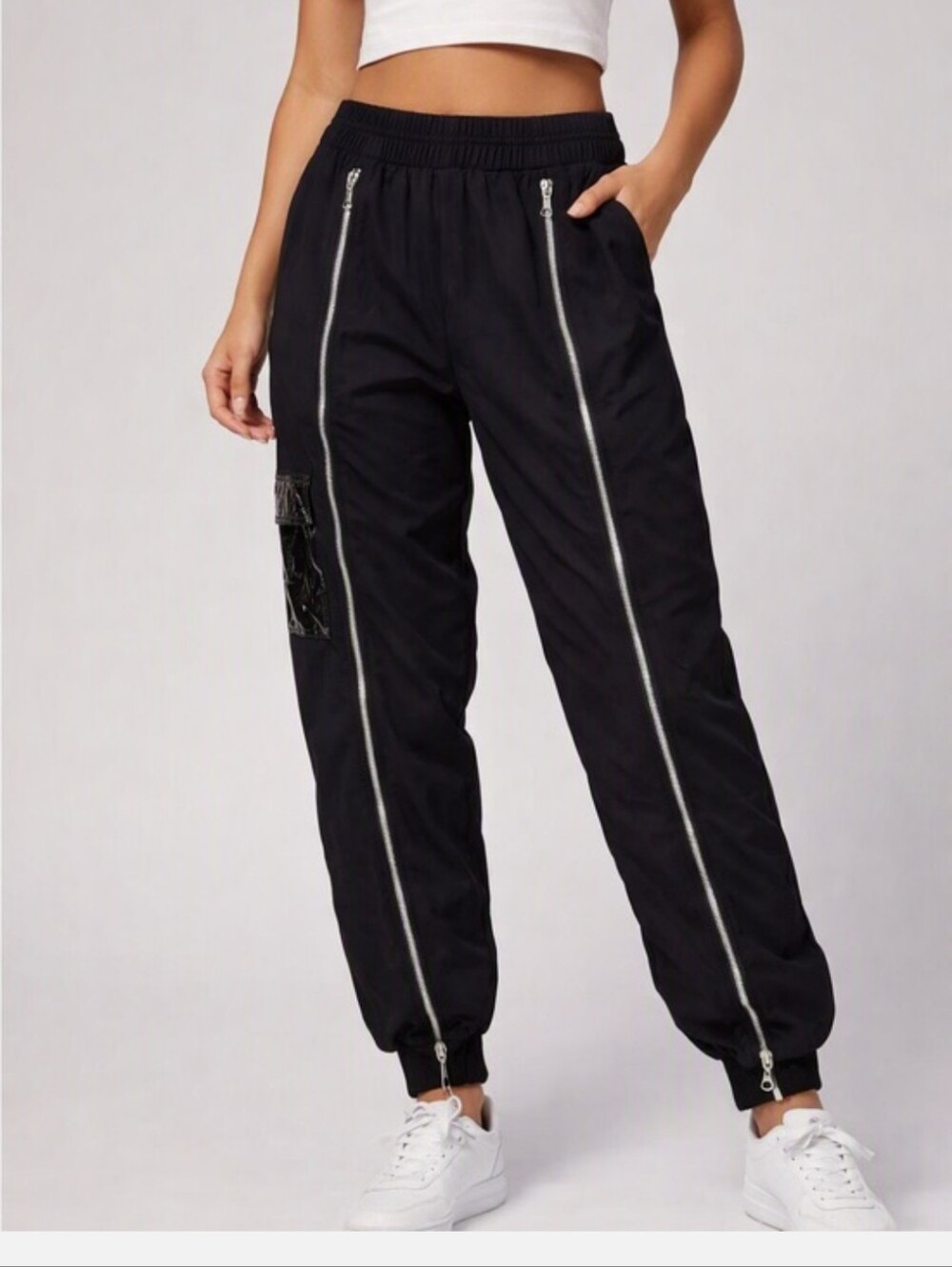 Nike Black Jlcon Clash Joggers with Silver Zip Accents